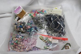 Assortment Of Jewelry Making Beads - Enameled Plastic Stone & More