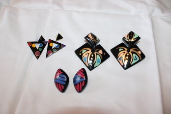 Retro Multicolor Pierced Earrings