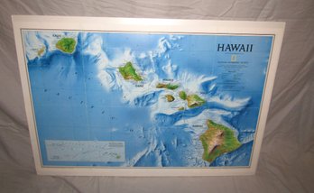 Mounted 1995 National Geographic HAWAII Poster Map 19' X 30'