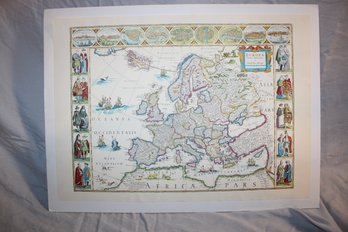 Mounted 1630's Repro Europa Map Guilelmo Blaeuw 15' X 20'