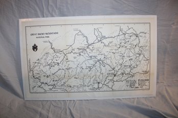 Mounted US Interiors Map Of The Smoky Mountains State Park