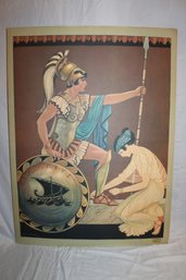 Mounted Milo Winter 'Grecian Warrior With Woman' Muragraph Print 26' X 35'