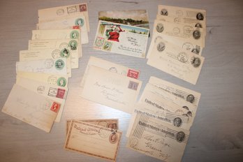 26 Early 1900's Stamped US Envelopes & Post Cards