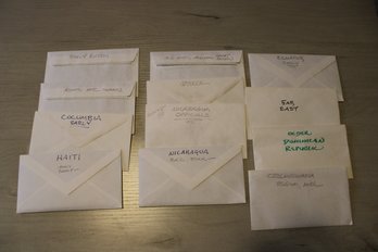 12 Envelopes Of Old Early Misc. Countries Stamps 100's