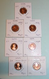 7 Proof Pennies 1974-2005