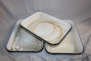 3 Enameled Pans  12 X 15