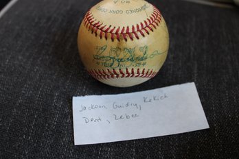 Autographed Baseball - Dent, Guidry, Jackson, Kekich, Zeber