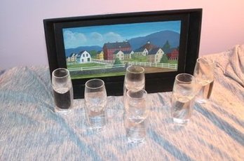 6 Krosno Kirby Poland Weighted Cordials And Tray