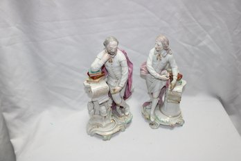 Antique Derby Staffordshire Porcelain Shakespeare & John Milton Figures