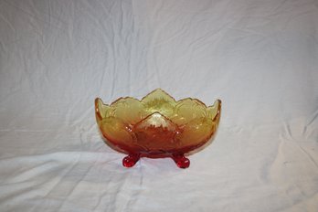 Large Amberina Style Footed Bowl