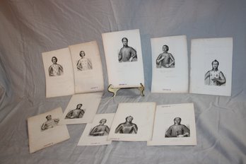 10 Black & White Prints Lithos Of French Admirals From The 1300's