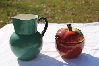 Pitcher & Apple Lidded Bowl Made In Czechoslovakia