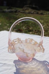 Pink Ruffled Glass Bowl Basket