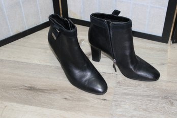 Black Ralph Lauren Leather Heeled Boots Size 10