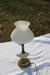 Brass Table Lamp Milk Glass Shade