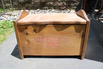SMALL WOOD WOODEN TOY BOX CHEST