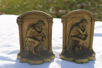 Cast Metal Gold 'the Thinker' Bookends