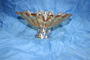 Iridescent Art Glass Murano? Pedestal Bowl