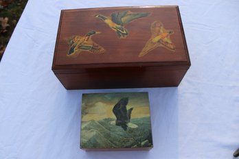 2 Wood Trinket Jewelry Boxes