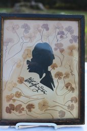 Antique George Washington Framed Silhouette W/ 4 Leaf Clovers