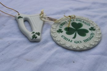 2 IRISH SHAMROCKS ORNAMENTS