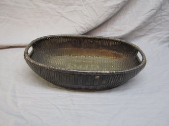 SILVERTONE WEAVED BASKET BOWL MADE IN PORTUGAL