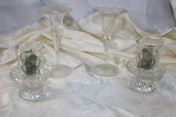 GLASS CANDLESTICK HOLDERS PRINCESS HOUSE & PARTY LITE