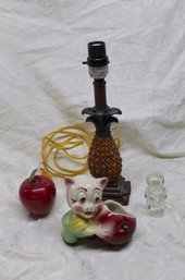 Resin Pineapple Lamp & Knick Knack Lot