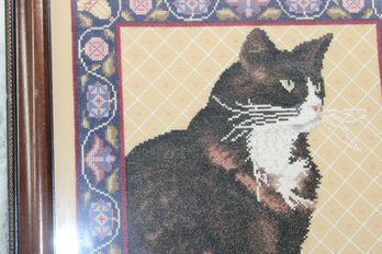 Framed Cat Needlepoint