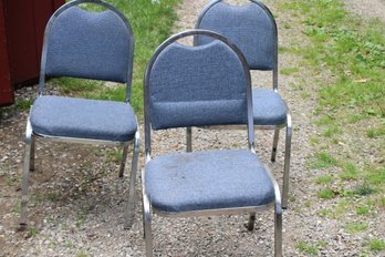 3 METAL CUSHIONED CHAIRS