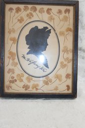 Vintage Framed Martha Washington Silhouette W/ 4 Leaf Clovers