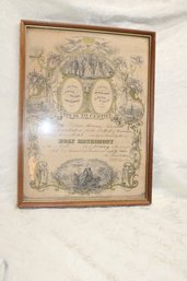 1883 Holy Matrimony Marriage Certificate Document