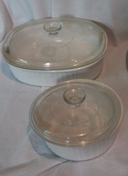 2 PYREX CASSEROLE DISHES WITH LIDS