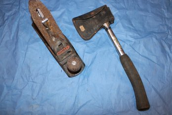 STANLEY TOOL LOT - AXE & NO 4 WOOD PLANE