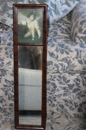 Vintage Framed Wall Mirror With Boy And Rabbit Print