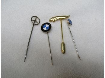 4 Vintage Automotive Automobile Lapel Hat Pins BMW JAGUAR