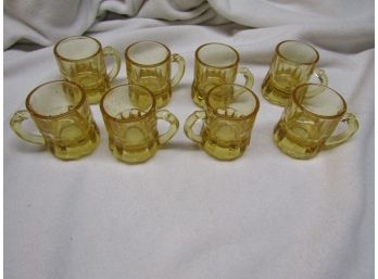 8 AMBER FEDERAL MINI GLASS BEER SHOT MUGS
