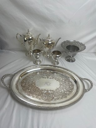 Silver Plated Monogramed Formal Tea/coffee Set