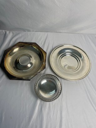 Assorted Silver Plated Plates And Bowl
