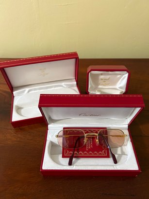 2 Empty Cartier Boxes, One Pair Of Cartier Glasses In Box