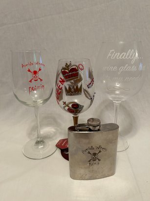 Funky Cocktail/Wine Glasses With Flask
