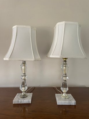 Pair Of Cut Crystal Lamps