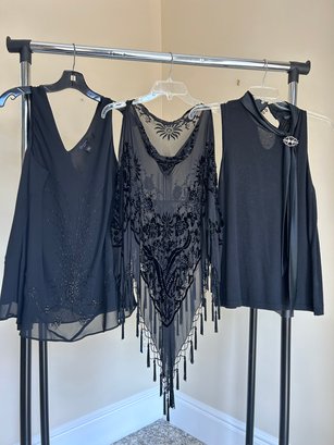 Cocktail Blouses - Black With Embellishments