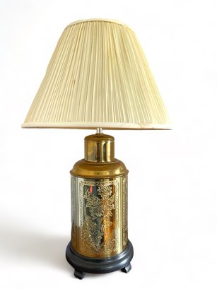 Brass Table Lamp On Black Base
