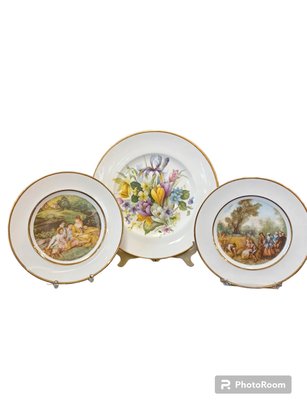Set Of 3 Irish Porcelain Deco Plates
