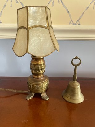 Brass Lamp Shell Shade & Brass Bell