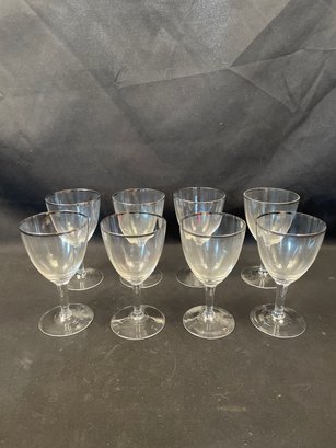 8 Silver Rimmed Cordial Glasses