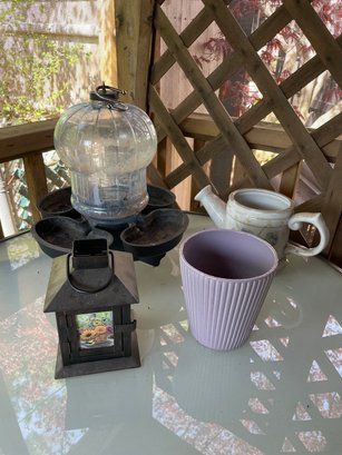 Bird Feeder, Ceramic Watering Can, Lantern