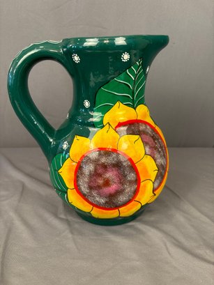 Southwestern Handcrafted Rustic Sunflower Pitcher