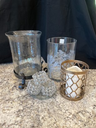 3 Decorative Candle Holders.  (Gr)
